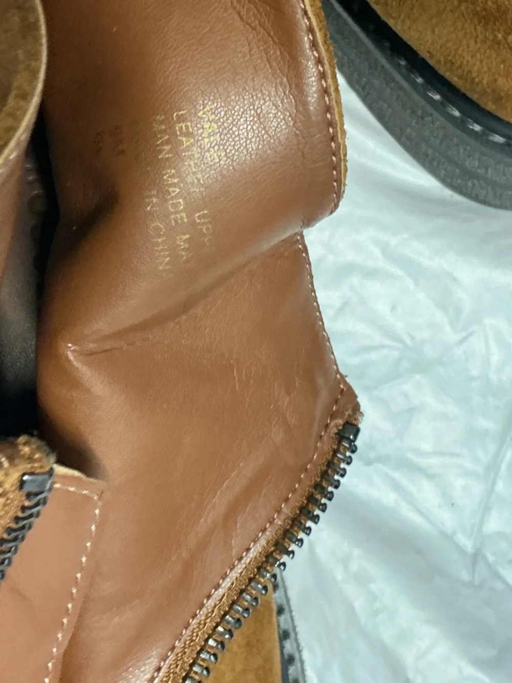 Aerosoles Tan Brown Suede Front Zip Ankle Boots Size 9M